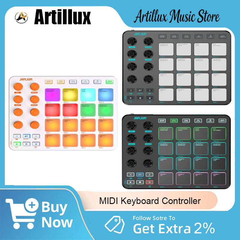 Midi Controller Pad - 1 Stück MIDI-Controller RGB-Tastatur, tragbar, hochempfindliche